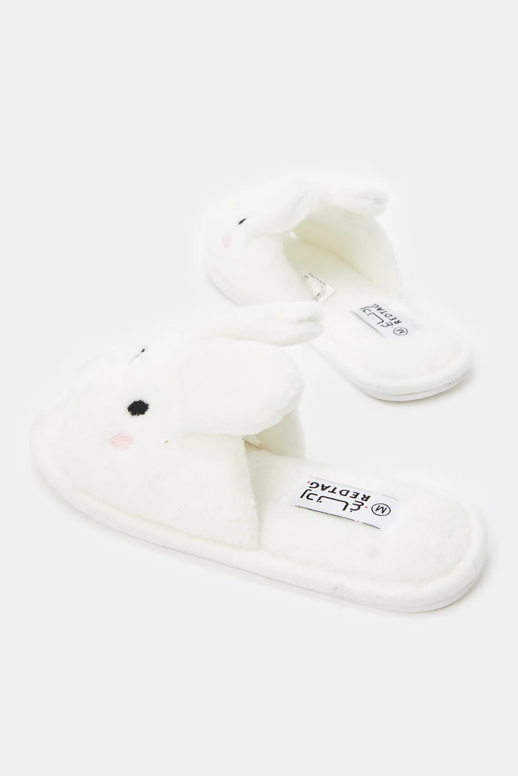 Senior Girls White Bunny Slippers