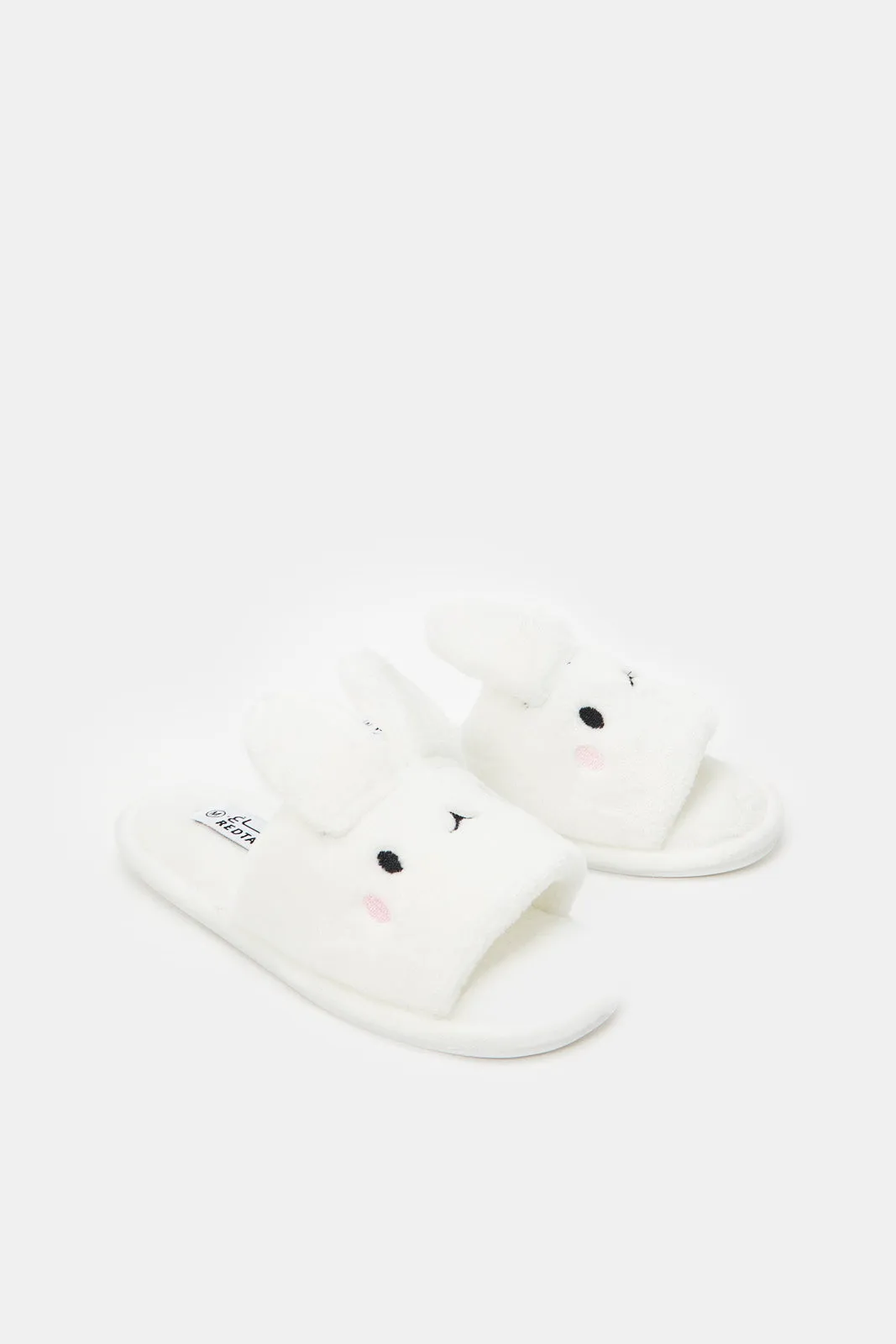 Senior Girls White Bunny Slippers