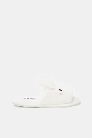 Senior Girls White Bunny Slippers