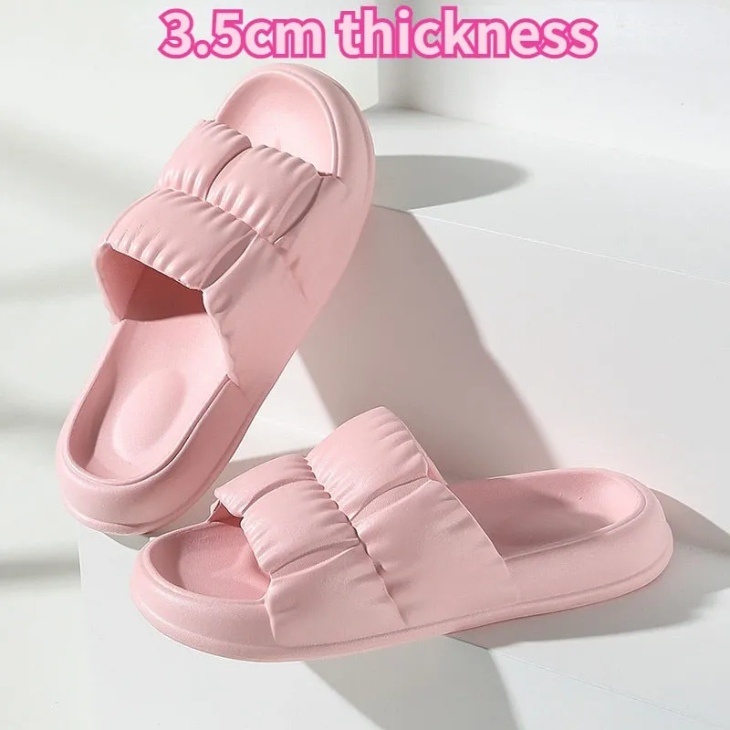 Soft Sole Beach Slides with Thick Platform - Slip-Resistant Flip Flops