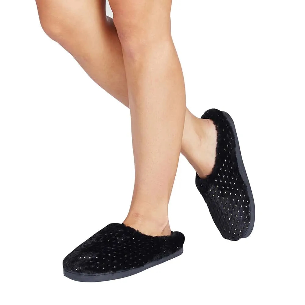 Sprout Slipper in Black Fabric