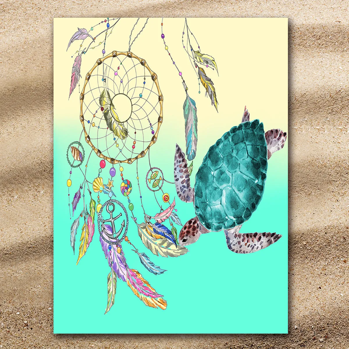 The Dreamcatcher and Sea Turtle Extra-Large Beach Towel