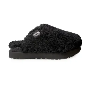 UGG Fuzz Sugar Slide Black Slippers - Women's