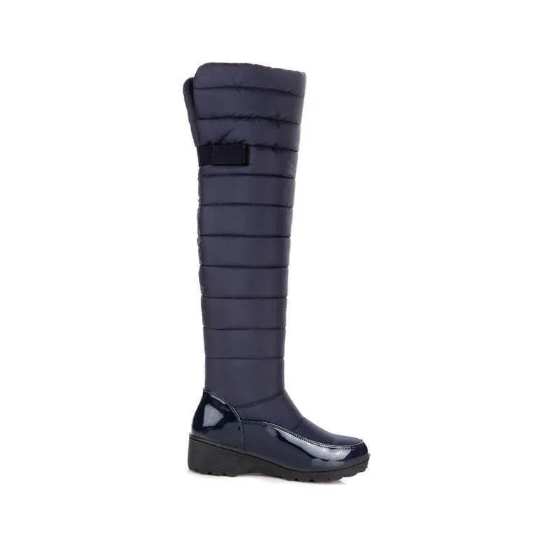 Waterproof knee high snow boots fur lining tall boots for women