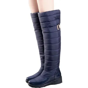 Waterproof knee high snow boots fur lining tall boots for women