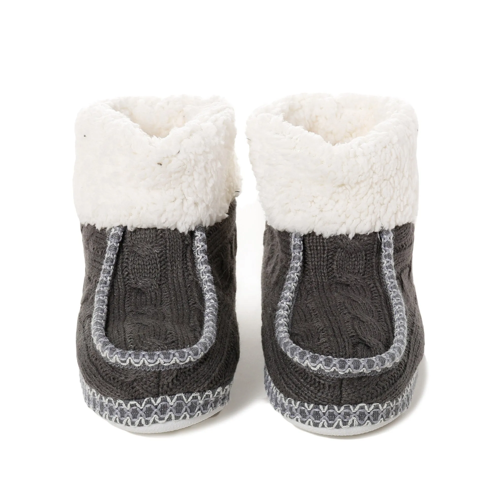 Women's Cable Knit Boot Moccasin Slipper