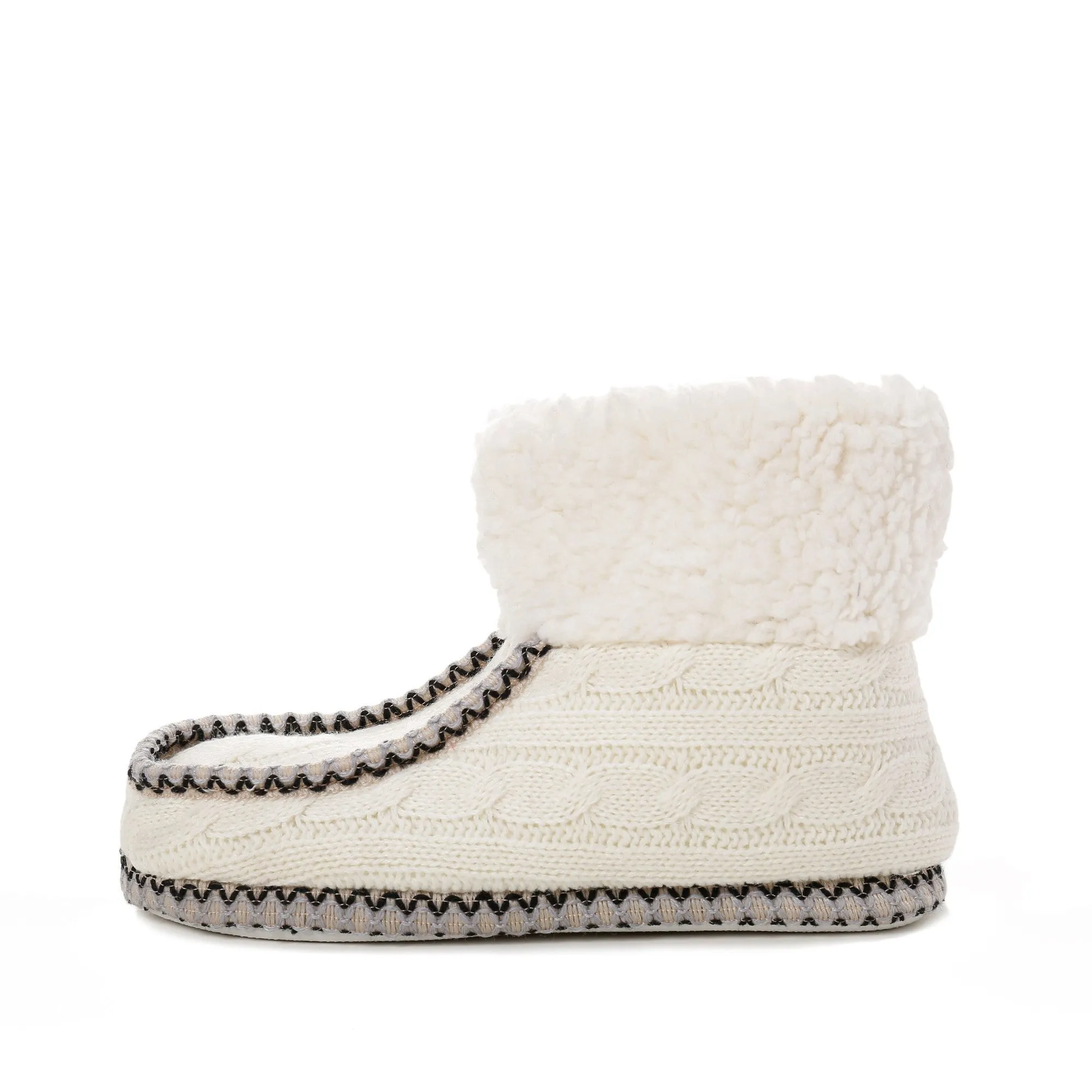 Women's Cable Knit Boot Moccasin Slipper