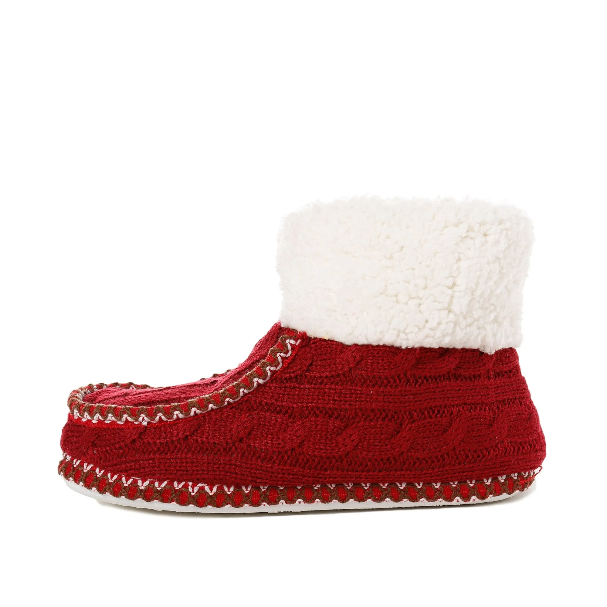 Women's Cable Knit Boot Moccasin Slipper