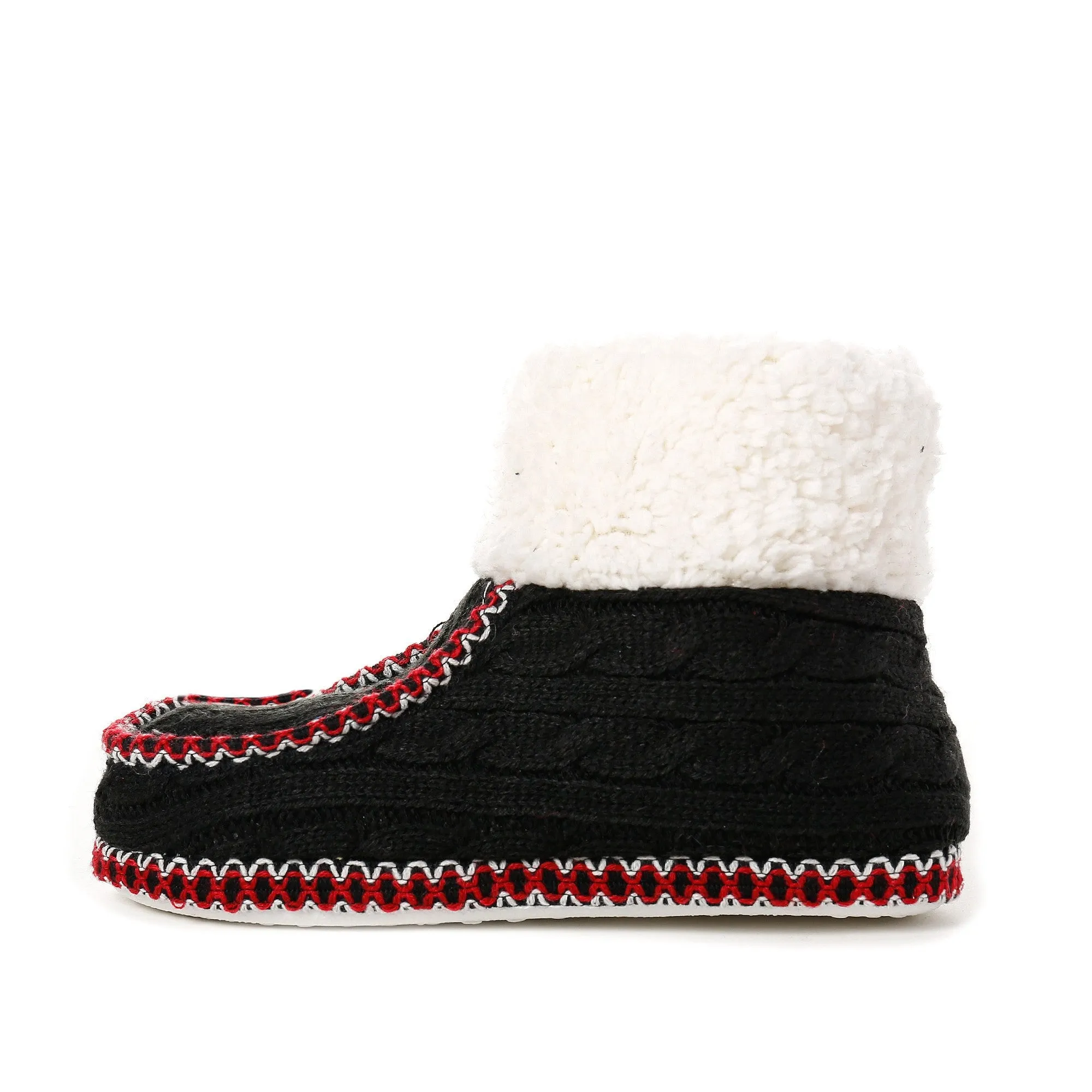 Women's Cable Knit Boot Moccasin Slipper