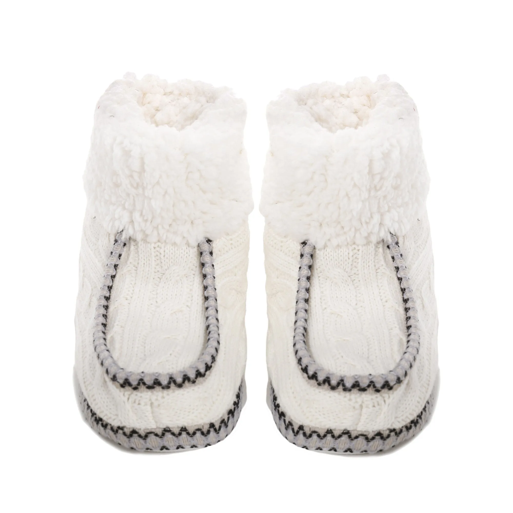 Women's Cable Knit Boot Moccasin Slipper