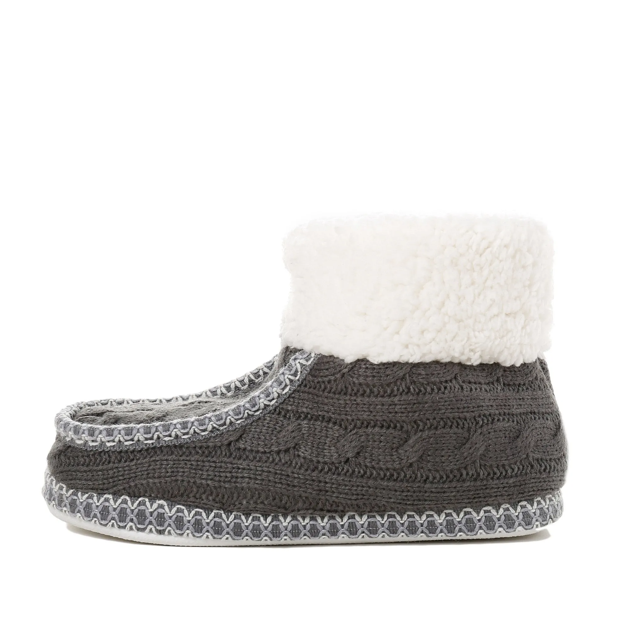 Women's Cable Knit Boot Moccasin Slipper