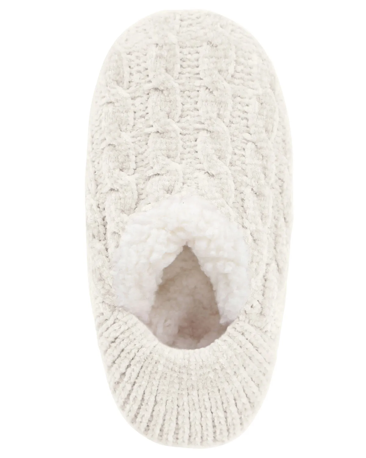 Women's Classic Cable Knit Chenille Non-Skid Slipper