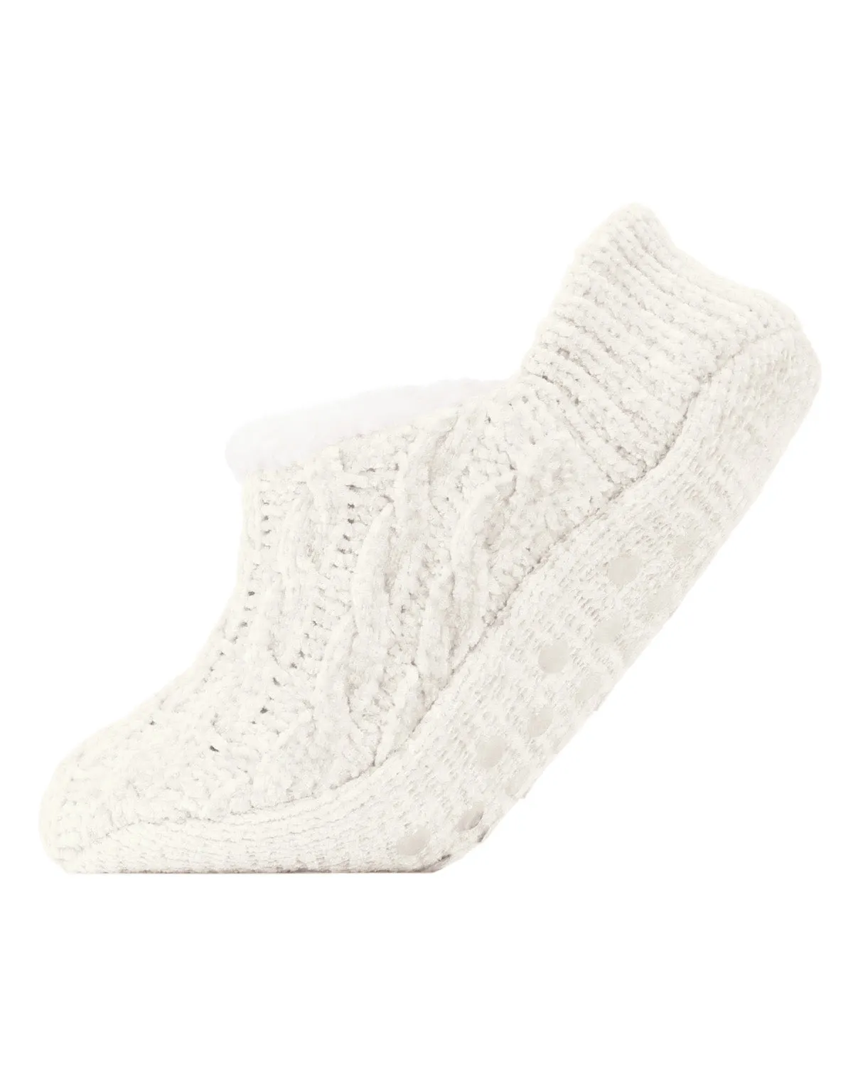 Women's Classic Cable Knit Chenille Non-Skid Slipper