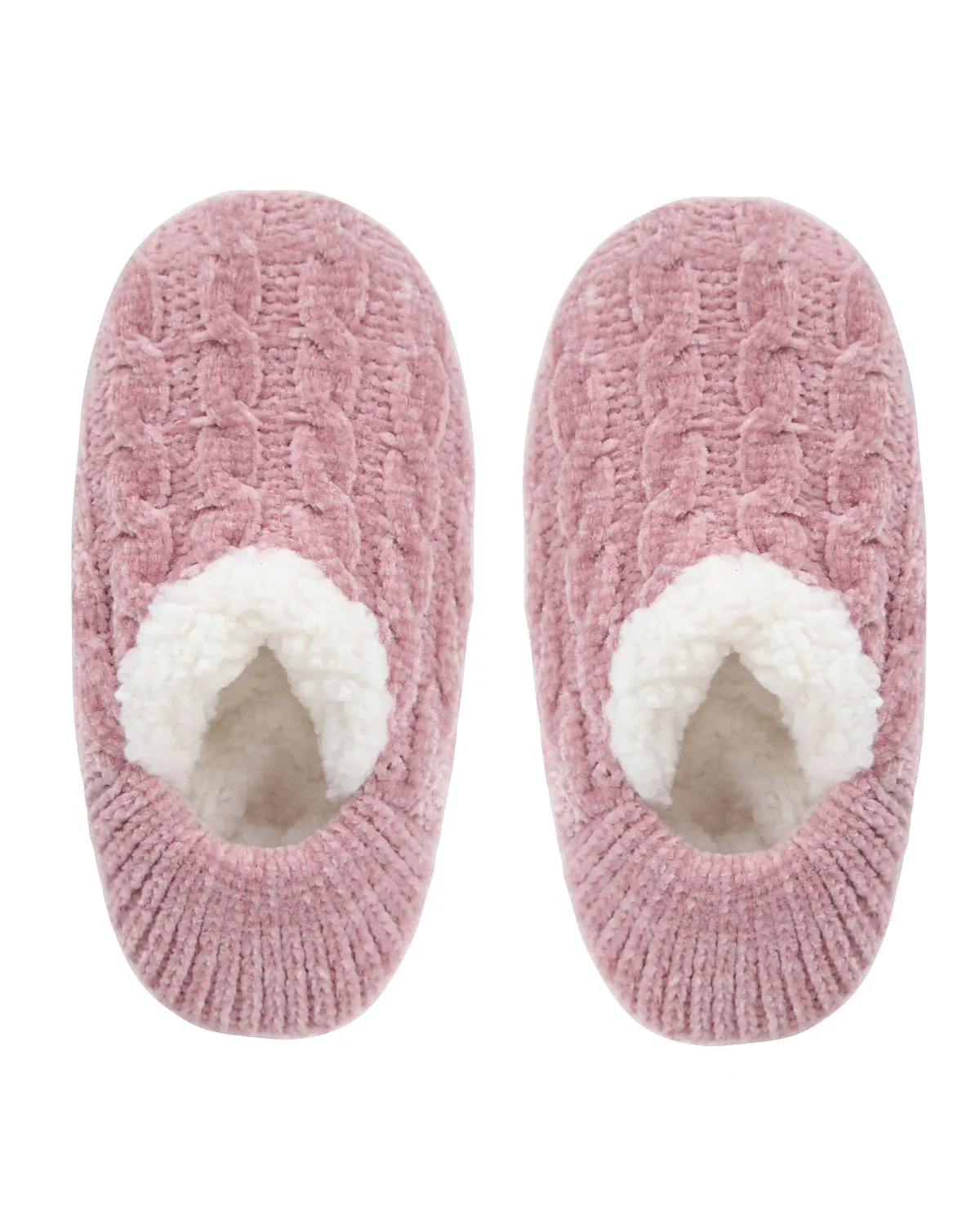 Women's Classic Cable Knit Chenille Non-Skid Slipper