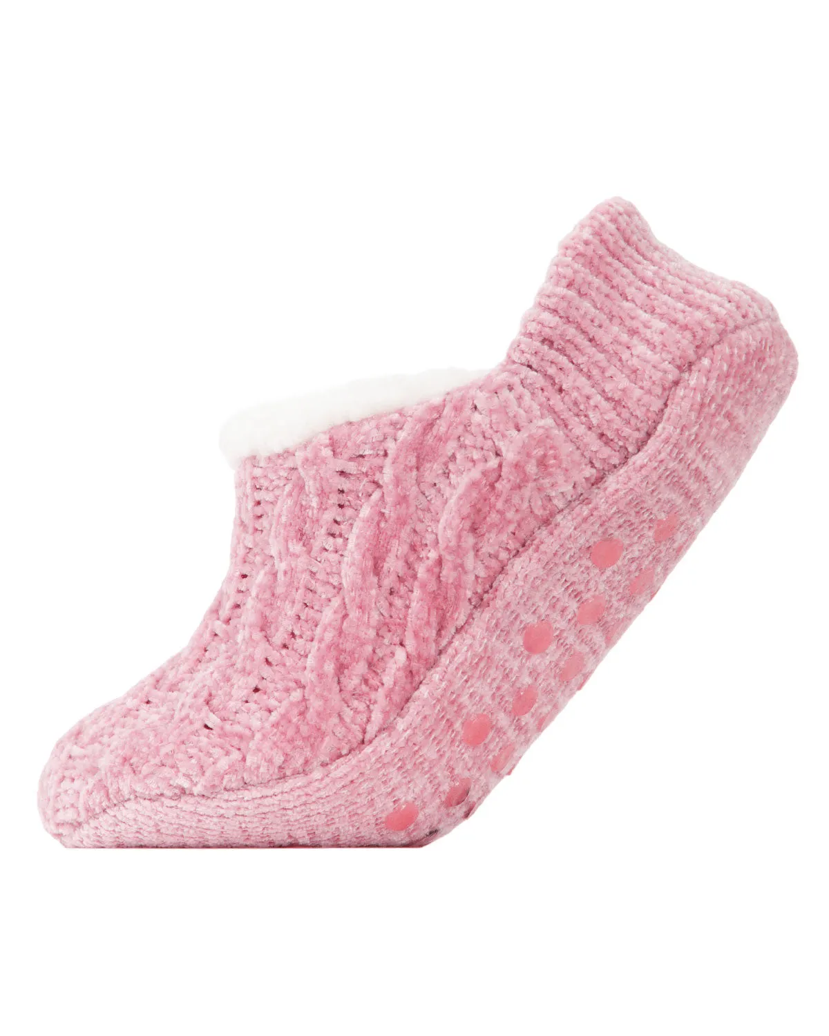 Women's Classic Cable Knit Chenille Non-Skid Slipper