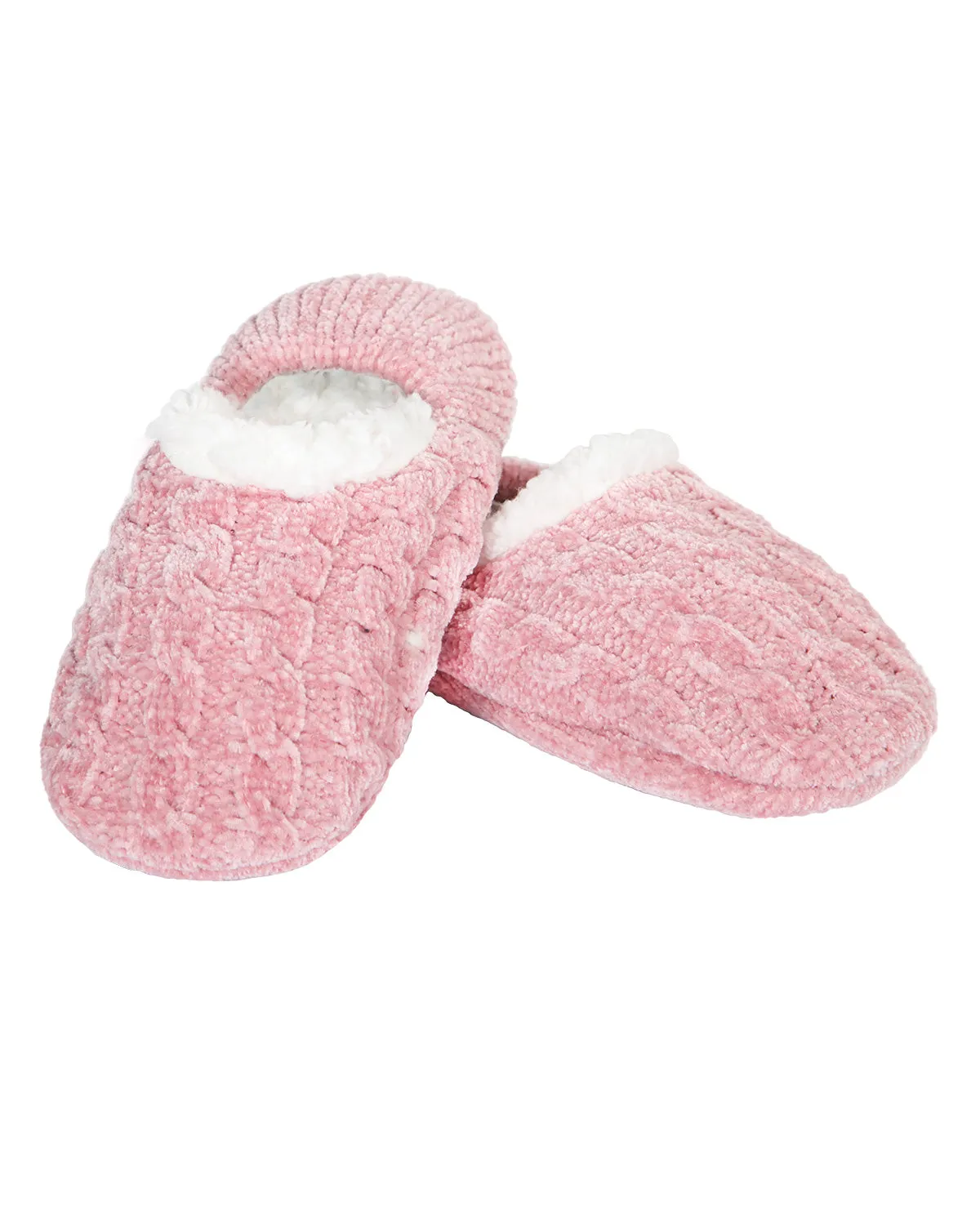 Women's Classic Cable Knit Chenille Non-Skid Slipper