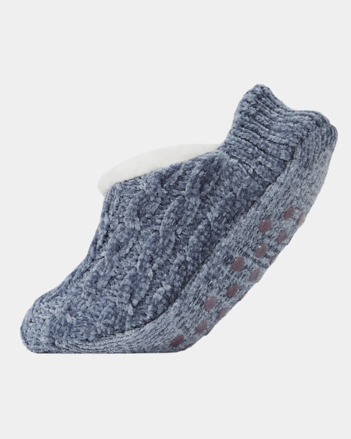 Women's Classic Cable Knit Chenille Non-Skid Slipper